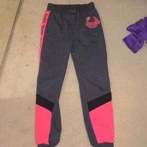 Pink, grey sweatpants